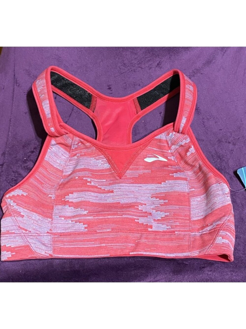 Brooks 32B Rebound Racer Sports Bra Dahlia Ikat Jacquard